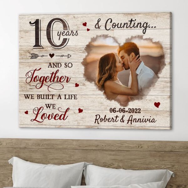 Canvas Prints Valentine’s Day, Personalized 10 Years Couple Anniversary 10th Wife Husband Canvas, Couple Lovers Wall Art