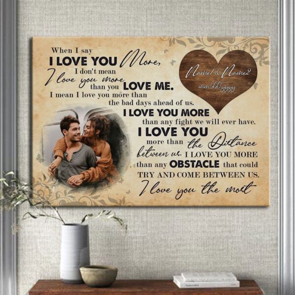 Canvas Prints Valentine’s Day, Personalized Anniversary Gift For Her For Him I Love You More Canvas, Couple Lovers Wall Art