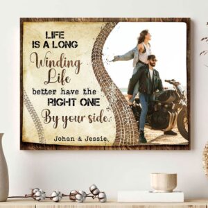 Canvas Prints Valentine s Day Personalized Biker Couple Life Is A Long Ride Canvas Couple Lovers Wall Art 1 lc8fhl.jpg