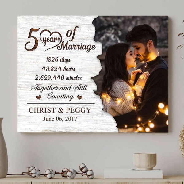 Canvas Prints Valentine’s Day, Personalized Couple 5 Years Anniversary Marriage Meaningful Canvas, Couple Lovers Wall Art