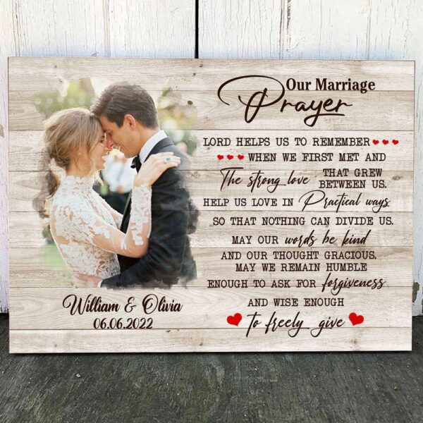 Canvas Prints Valentine’s Day, Personalized Couple Anniversary Marriage Prayer Meaningful Canvas, Couple Lovers Wall Art