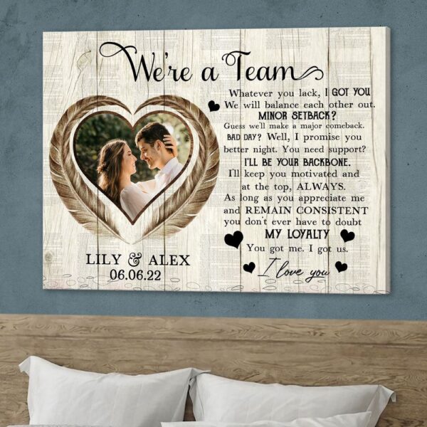 Canvas Prints Valentine’s Day, Personalized Couple Anniversary We’re A Team Meaningful Canvas, Couple Lovers Wall Art