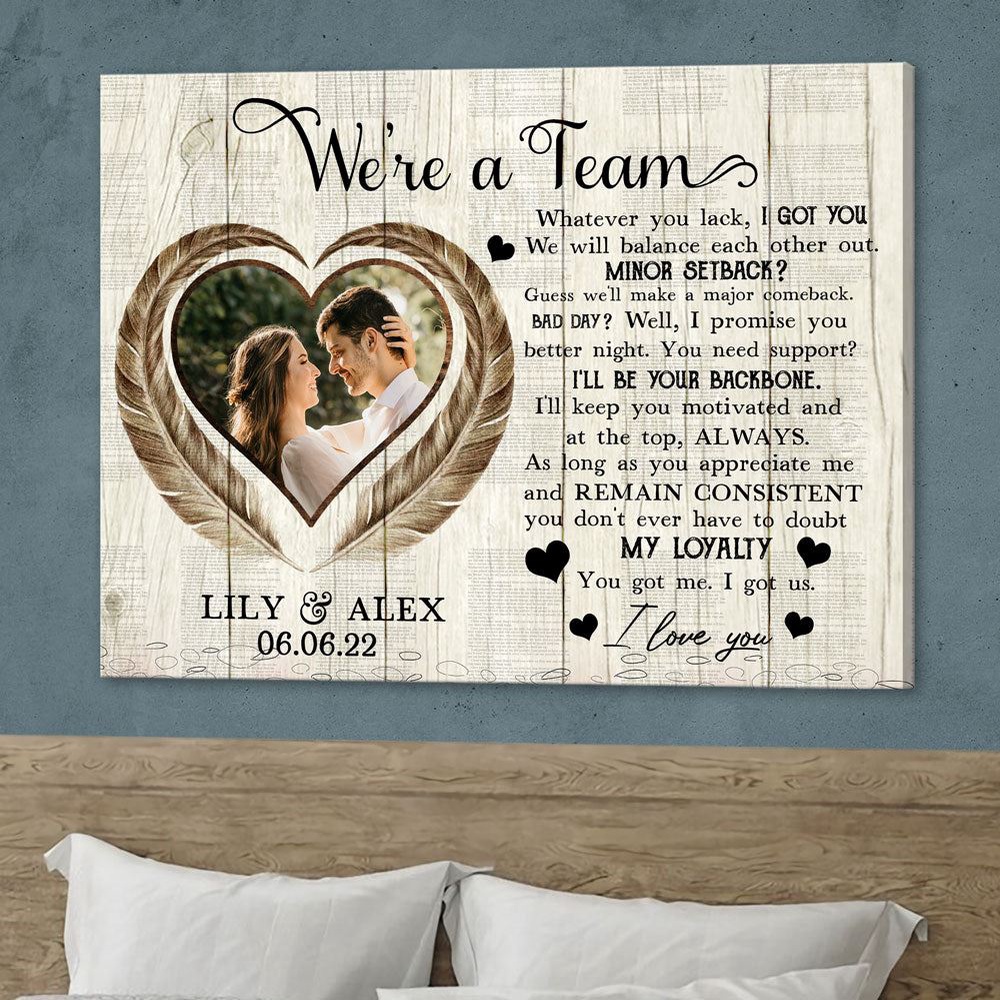 Canvas Prints Valentine’s Day, Personalized Couple Anniversary We’re A Team Meaningful Canvas, Couple Lovers Wall Art