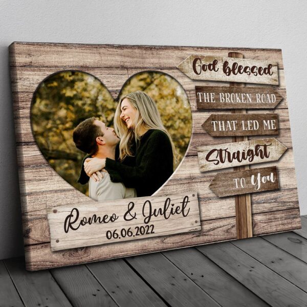 Canvas Prints Valentine’s Day, Personalized Couple Wife Husband God Blessed Anniversary Canvas, Couple Lovers Wall Art