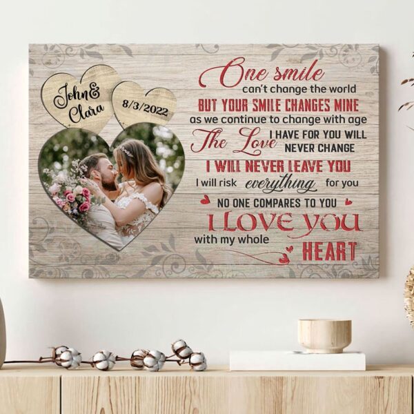 Canvas Prints Valentine’s Day, Personalized Couple Wife Husband Your Smile Anniversary Canvas, Couple Lovers Wall Art