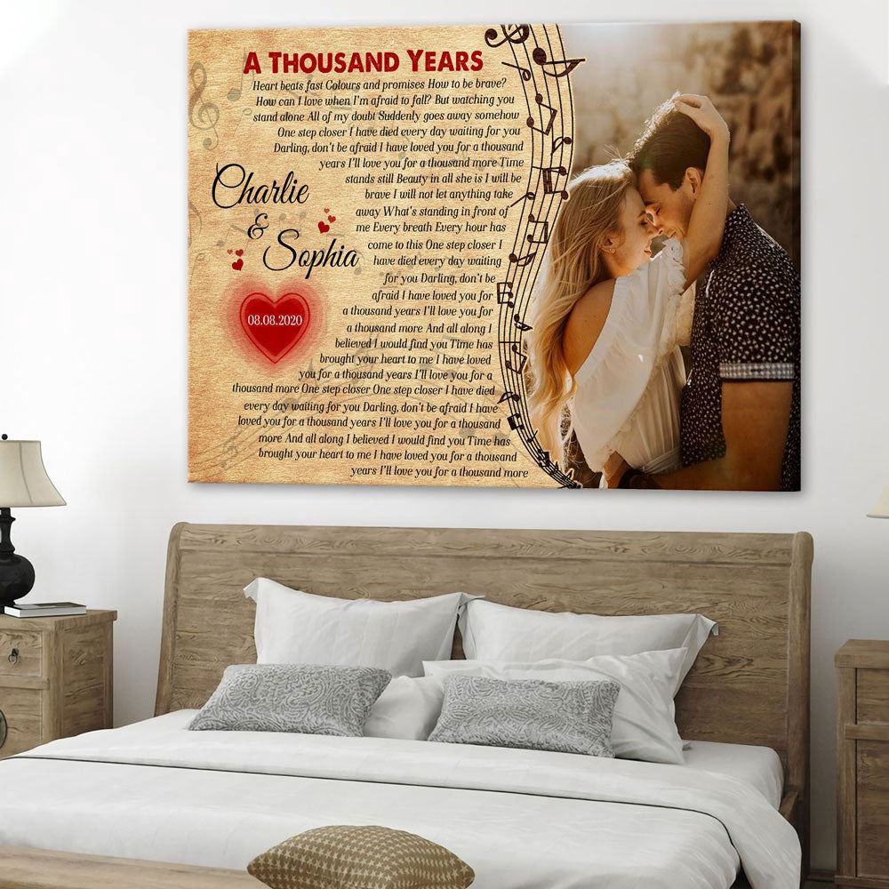 Canvas Prints Valentine’s Day, Personalized For Wife Husband Song Lyrics Couple Anniversary Canvas, Couple Lovers Wall Art