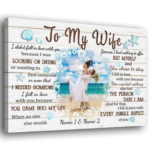 Canvas Prints Valentine’s Day, Personalized Ocean Fell In Love With Every Aspect Of You Canvas, Couple Lovers Wall Art