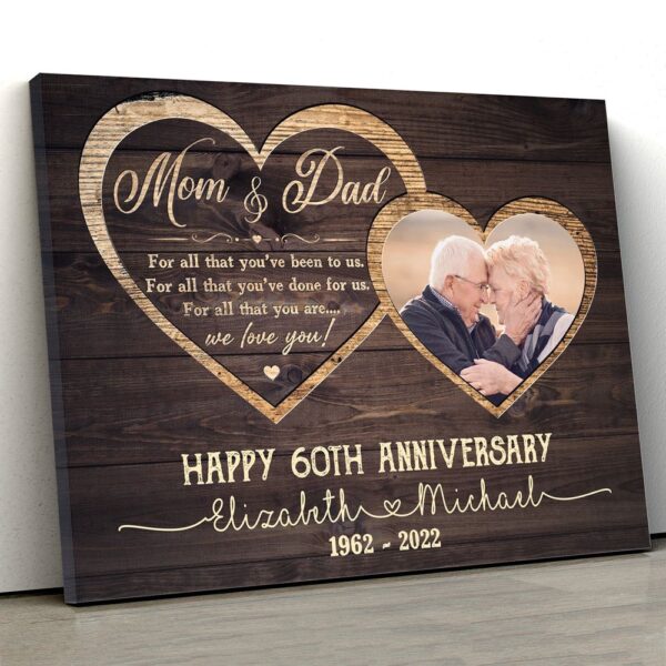 Canvas Prints Valentine’s Day, Personalized Parents Anniversary Mom And Dad We Love You Canvas, Couple Lovers Wall Art