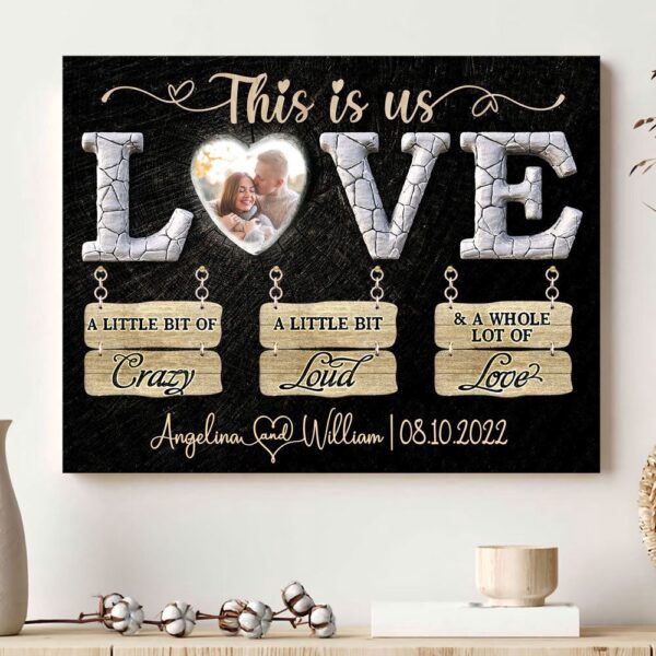 Canvas Prints Valentine’s Day, Personalized This Is Us Crazy Loud Love Anniversary Couple Canvas, Couple Lovers Wall Art