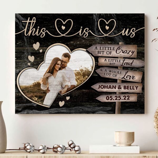 Canvas Prints Valentine’s Day, Personalized This Is Us Crazy Loud Love Couple Anniversary Canvas, Couple Lovers Wall Art