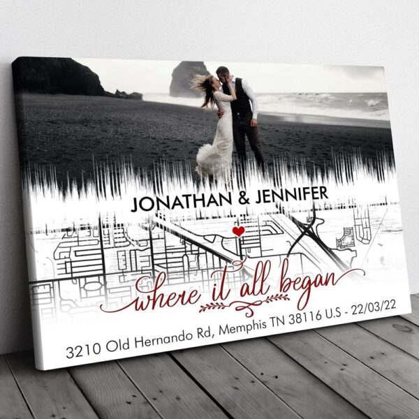 Canvas Prints Valentine’s Day, Personalized Wife Husband Couple Where Began Anniversary Canvas, Couple Lovers Wall Art