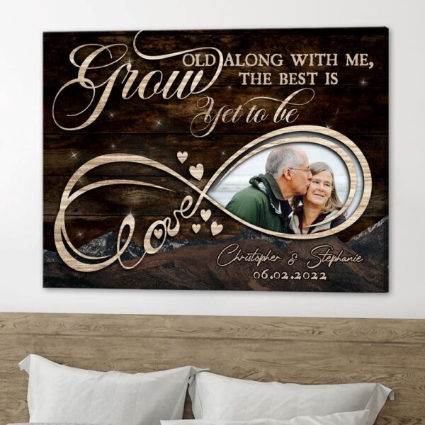 Canvas Prints Valentine’s Day, Personalized Wife Husband Grow Old Anniversary Canvas, Couple Lovers Wall Art