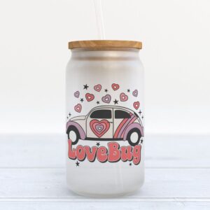 Frosted Glass Can, Happy Valentines Day Frosted…