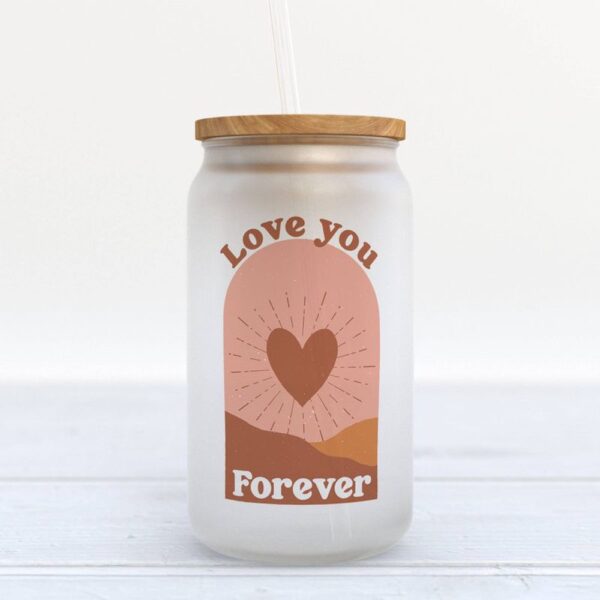 Frosted Glass Can, Happy Valentines Day Frosted Glass Bottle Love You Forever Beer Can Glass Romantic Gifts Anniversary