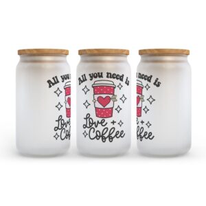 Frosted Glass Can Valentine Gift All You Need is Love and Coffee Frosted Glass Can Tumbler 2 gmxkck.jpg