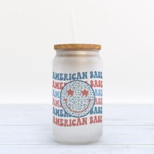 Frosted Glass Can, Valentine Gift, American Babe…
