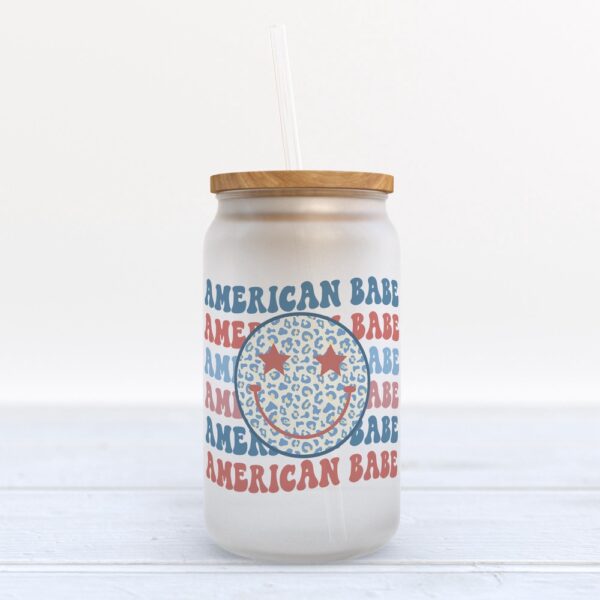 Frosted Glass Can, Valentine Gift, American Babe Frosted Glass Can Tumbler