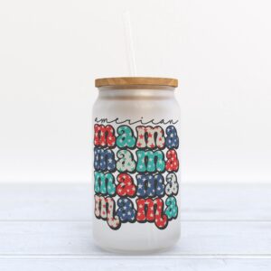 Frosted Glass Can, Valentine Gift, American Mama…