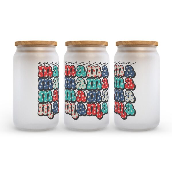 Frosted Glass Can, Valentine Gift, American Mama Frosted Glass Can Tumbler