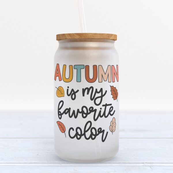 Frosted Glass Can, Valentine Gift, Autumn Is My Favorite Color Fall Frosted Glass Can Tumbler