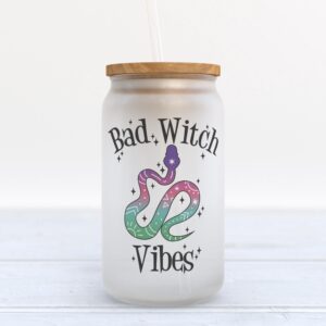 Frosted Glass Can Valentine Gift Bad Witch Vibes Halloween Frosted Glass Can Tumbler 1 fllveo.jpg
