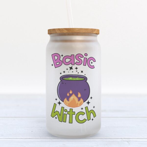 Frosted Glass Can, Valentine Gift, Basic Witch Halloween Frosted Glass Can Tumbler