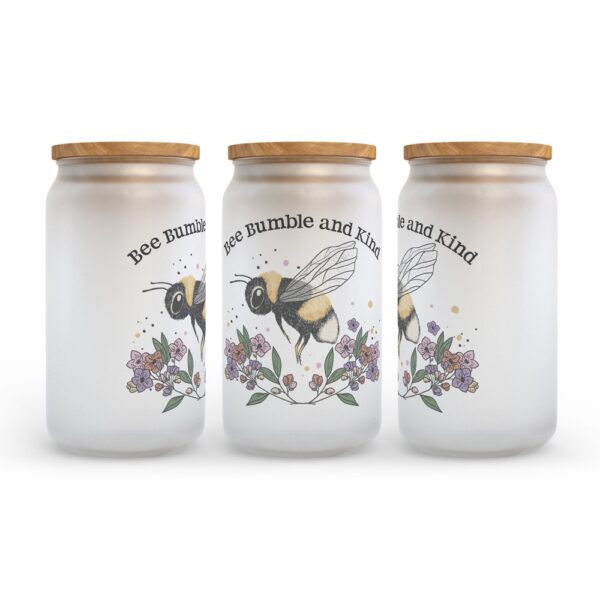 Frosted Glass Can, Valentine Gift, Be Bumble And Kind Frosted Glass Can Tumbler