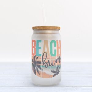 Frosted Glass Can, Valentine Gift, Beach Bum…