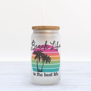 Frosted Glass Can, Valentine Gift, Beach Life…