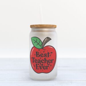 Frosted Glass Can, Valentine Gift, Best Teacher…
