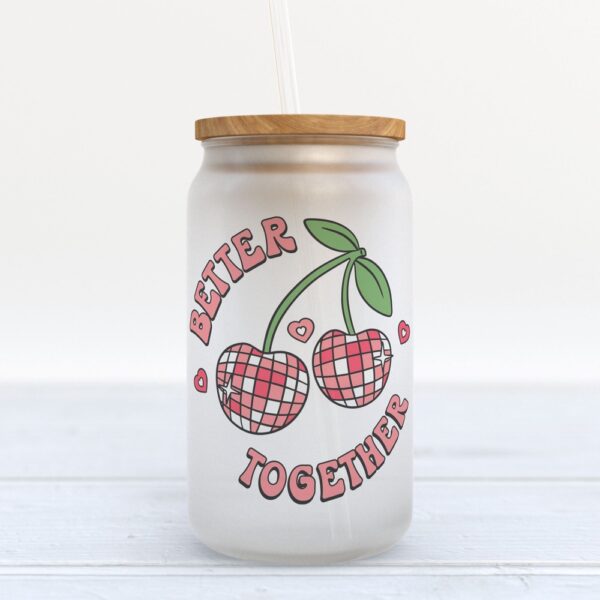 Frosted Glass Can, Valentine Gift, Better Together Valentine’s Day Frosted Glass Can Tumbler