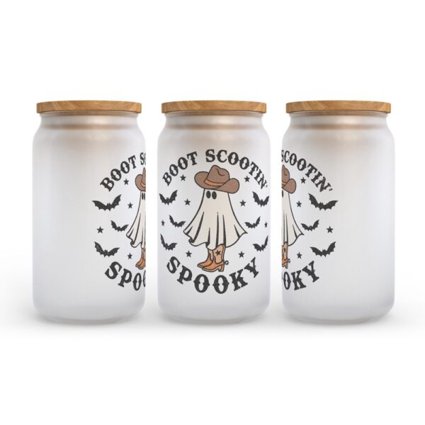 Frosted Glass Can, Valentine Gift, Boot Scootin Spooky Halloween Frosted Glass Can Tumbler
