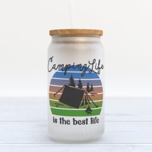 Frosted Glass Can, Valentine Gift, Camping Life…
