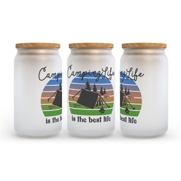 Frosted Glass Can, Valentine Gift, Camping Life is the Best Life Frosted Glass Can Tumbler