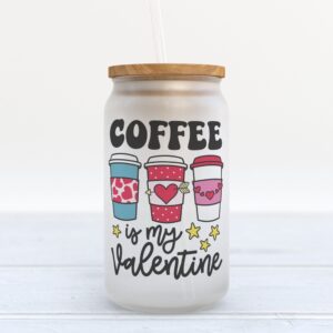 Frosted Glass Can, Valentine Gift, Coffee is…