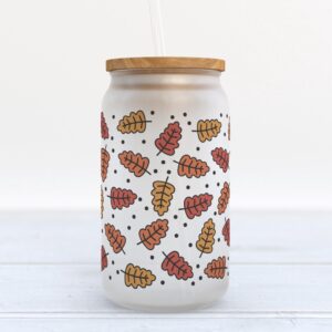 Frosted Glass Can Valentine Gift Colorful Fall Leaves Frosted Glass Can Tumbler 1 owjk86.jpg
