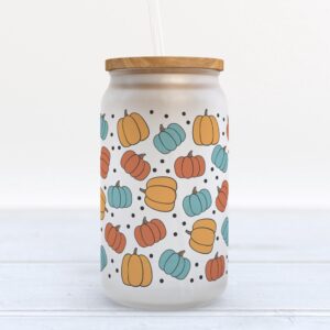 Frosted Glass Can Valentine Gift Colorful Pumpkins Fall Frosted Glass Can Tumbler 1 r8wphg.jpg