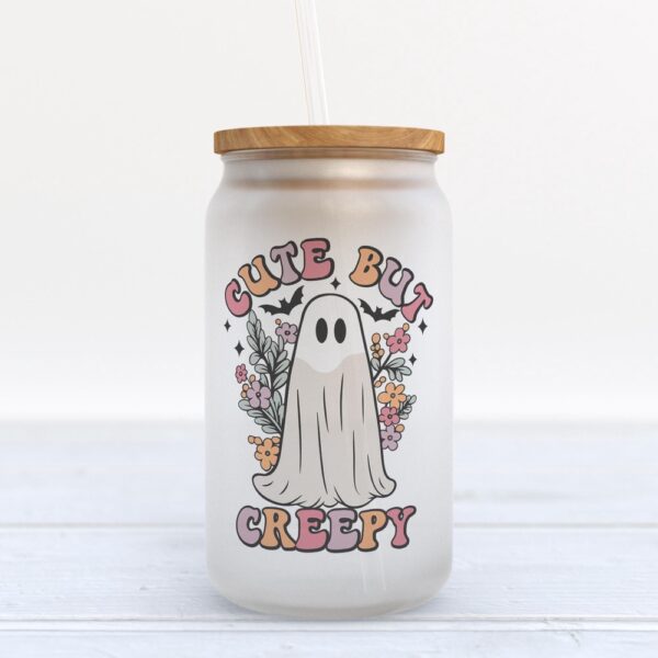 Frosted Glass Can, Valentine Gift, Cute But Creepy Halloween Frosted Glass Can Tumbler