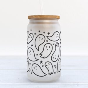 Frosted Glass Can, Valentine Gift, Cute Ghosts…