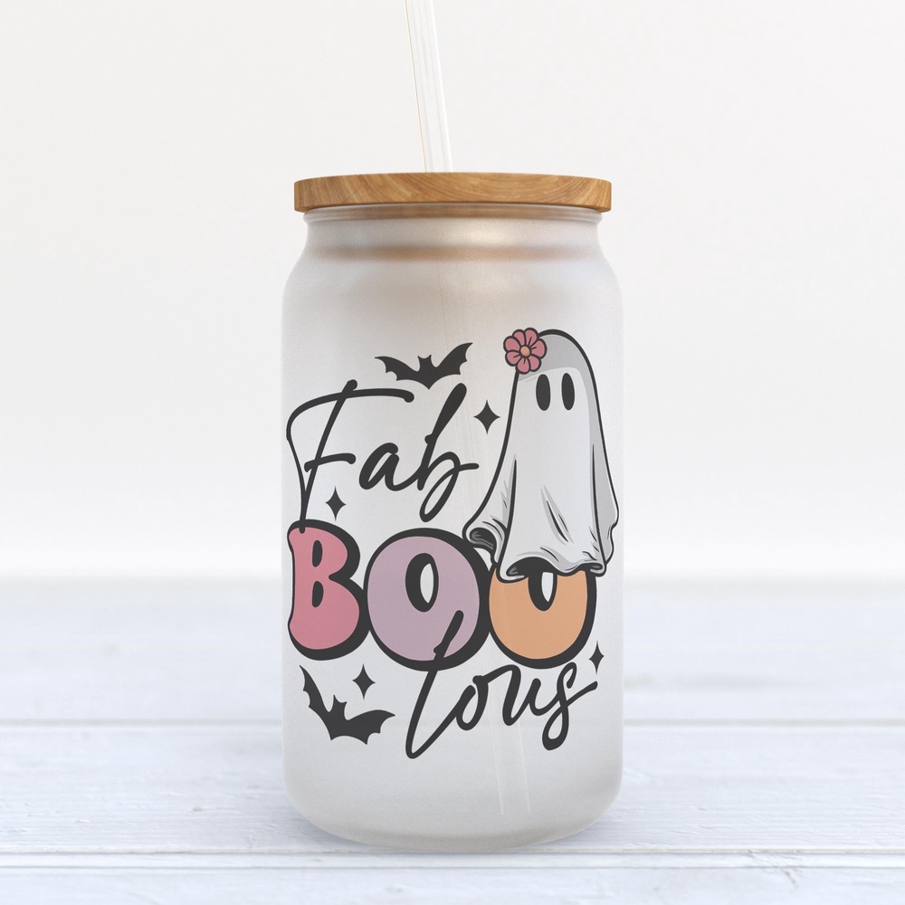 Frosted Glass Can, Valentine Gift, Fab Boo Lous Halloween Frosted Glass Can Tumbler