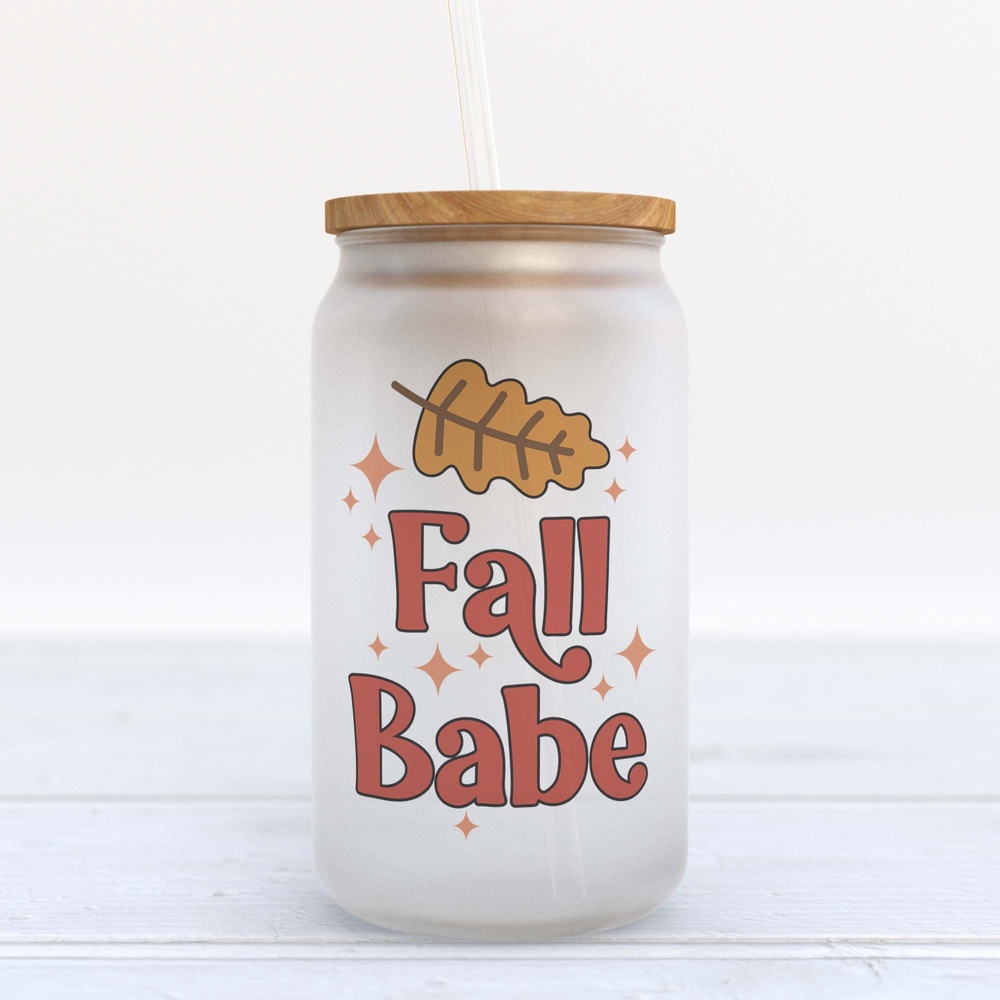 Frosted Glass Can, Valentine Gift, Fall Babe Frosted Glass Can Tumbler