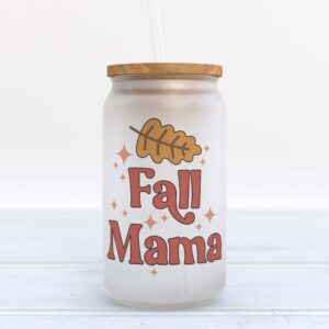 Frosted Glass Can, Valentine Gift, Fall Mama…