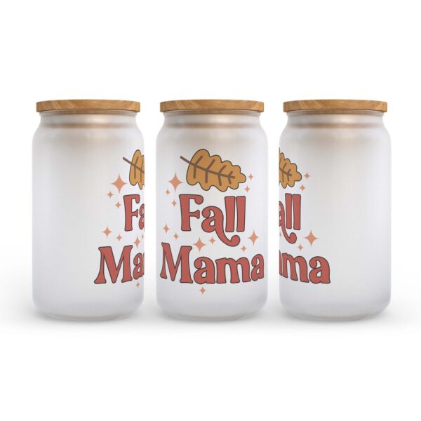 Frosted Glass Can, Valentine Gift, Fall Mama Frosted Glass Can Tumbler