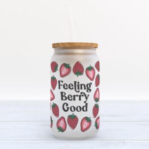 Frosted Glass Can, Valentine Gift, Feeling Berry…