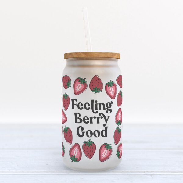 Frosted Glass Can, Valentine Gift, Feeling Berry Good Frosted Glass Can Tumbler