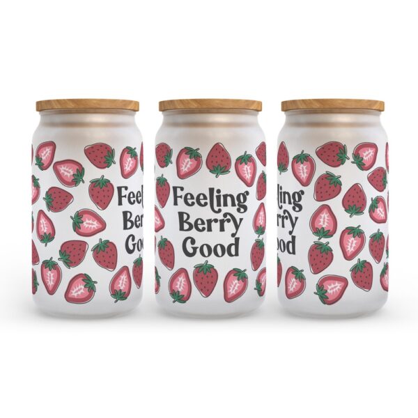 Frosted Glass Can, Valentine Gift, Feeling Berry Good Frosted Glass Can Tumbler