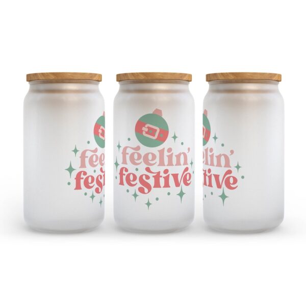 Frosted Glass Can, Valentine Gift, Feeling Festive Christmas Retro Frosted Glass Can Tumbler