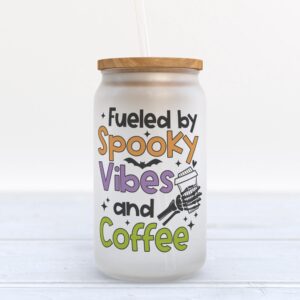 Frosted Glass Can Valentine Gift Fueled By Spooky Vibes And Coffee Halloween Frosted Glass Can Tumbler 1 mpqphw.jpg