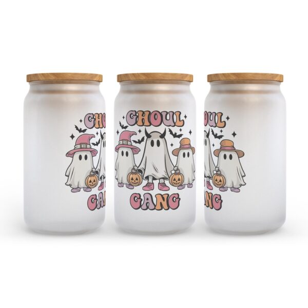 Frosted Glass Can, Valentine Gift, Ghoul Gang Halloween Frosted Glass Can Tumbler