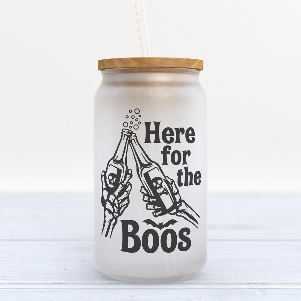 Frosted Glass Can, Valentine Gift, Here For The Boos Halloween Frosted Glass Can Tumbler Frosted Glass Can, Valentine Gift, Here For The Boos Halloween Frosted Glass Can Tumbler